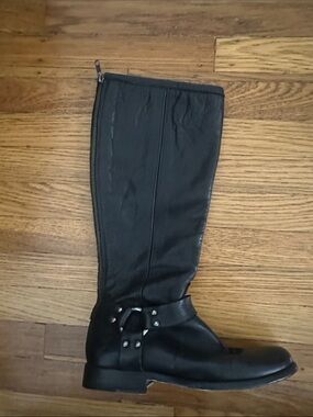 Frye Women's Black Leather Tall Boot with Harness Detail